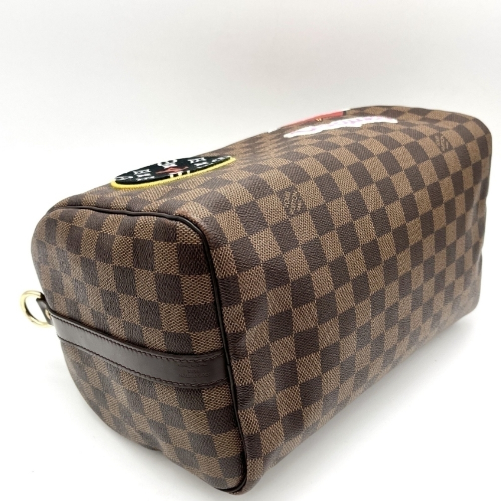 Authentic Louis Vuitton Limited Edition Damier Ebene Patches Speedy Bandouliere - Picture 7 of 9